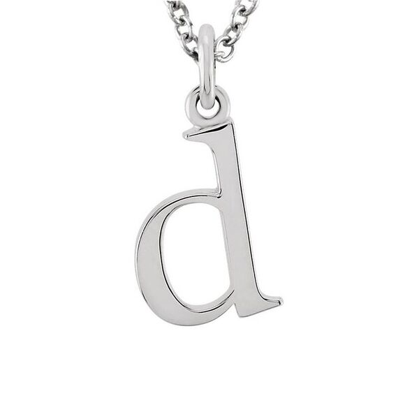 The Abbey Lower Case Initial 'd' Necklace in 14k White Gold, 16 Inch - Picture 1 of 3